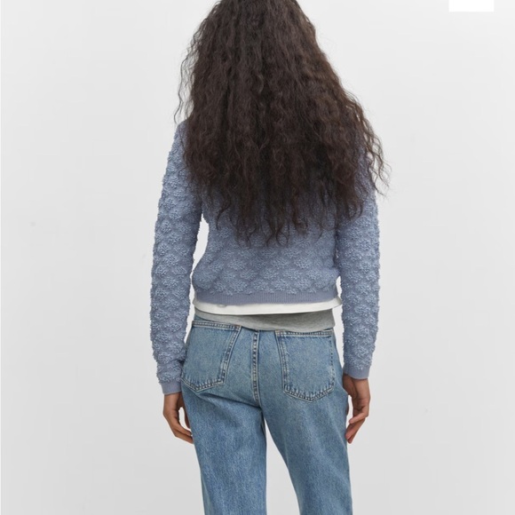 NWT Mango Textured Lady Cardigan Sweater Light Blue Size L - Picture 3 of 11